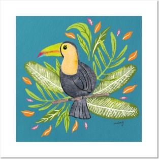 Toucan in Tropical Foliage in Teal | Summer | Island Paradise Posters and Art